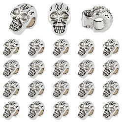 Antique Silver 50Pcs Skull Alloy European Beads, Large Hole Beads, Antique Silver, 12x8x9mm, Hole: 5mm