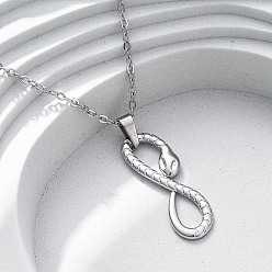 Нержавеющая Сталь Цвет Бесконечная змея 304 ожерелья с подвесками из нержавеющей стали, цвет нержавеющей стали, 17.99 дюйм (45.7 см)