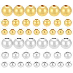 Золотой & Серебряный 60 шт. 6 стили 925 круглые бусины из стерлингового серебра, золотой и серебряный, 2~4 мм, отверстие : 0.7~1.3 мм, 10 шт / стиль