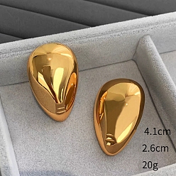 Золотой Серьги-гвоздики из сплава в виде капель, золотые, 41x26 мм