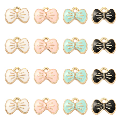 (52) Непрозрачная лаванда 40 шт 4 цвета сплава эмалевые подвески, без кадмия и без свинца, золотой свет, бантом, разноцветные, 8.5x12x2 мм, отверстие : 1.5 мм, 10 шт / цвет