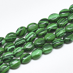 Malachite Perles synthétiques malachite brins, ovale, 8x6x4mm, Trou: 1mm, Environ 49~50 pcs/chapelet, 14.5 pouces ~ 14.7 pouces