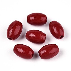 (123L) Белый крем непрозрачный блеск Окрашенные распылением деревянные бусины Schima, рис, огнеупорный кирпич, 12~12.5x7.5~8.5 мм, отверстие : 2~2.5 мм