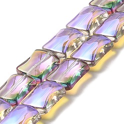 Фиолетовый Стеклянные бусины с гальваническим покрытием , с покрытием цвета радуги, бамбук совместное, фиолетовые, 12x10x5.5 мм, отверстие : 1 мм, около 49 шт / нитка, 24.02'' (61 см)