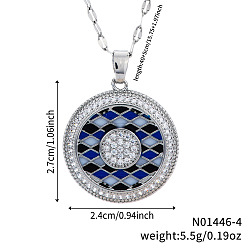 Платина Ожерелье в стиле бохо из латуни с синей и черной эмалью в виде сетки с подвеской в виде солнца и прозрачными кубическими цирконами, платина, 15.75 дюйм (40 см)