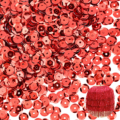 Fuego Ladrillo 6000 piezas de cuentas de lentejuelas de plástico, perlas lentejuelas semi-ahuecadas, orificio central, ladrillo refractario, 6~7x0.5 mm, agujero: 1 mm