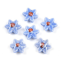 Васильковый Фарфора ручной работы бисер нитей, цветок, жемчужные, васильковый, 16.5~17x15.5~16x6.5~7 мм, отверстие : 1.5 мм, около 20 шт / нитка, 12.99 дюйм (33 см)