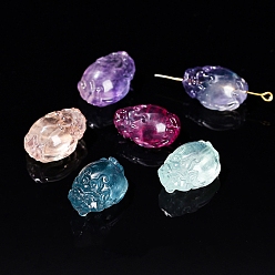 Turtle Резные бусины из натурального флюорита, черепаха, 24x18 мм