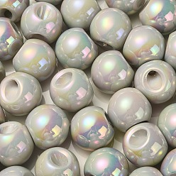 Light Grey UV Plating Rainbow Iridescent Acrylic Beads, Round, Light Grey, 18.5x19x19mm, Hole: 4mm