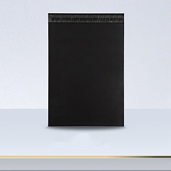 Черный Однотонные прямоугольные пластиковые самоклеящиеся упаковочные пакеты из полиэтилена, чёрные, 37x25.5 см, 100 шт / комплект