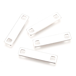 Silver 201 Stainless Steel Links connectors, Rectangle, Silver, 26x6x1mm, Hole: 3x3mm