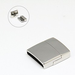 Couleur Acier Inoxydable Résistant au ternissement 304 fermoirs magnétiques en acier inoxydable avec extrémités collées, rectangle, 23x21x6mm, Trou: 4x18.5mm