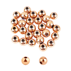Roségold PVD-Vakuumbeschichtung 304 Edelstahlperlen, Runde, Roségold, 6x5 mm, Bohrung: 2 mm, 30 Stück / Karton