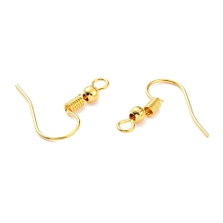 Golden Iron Earring Hooks, Ear Wire, with Horizontal Loop, Cadmium Free & Nickel Free & Lead Free, Golden, 17~19x0.8mm, Hole: 2mm, 22 Gauge, Pin: 0.6mm
