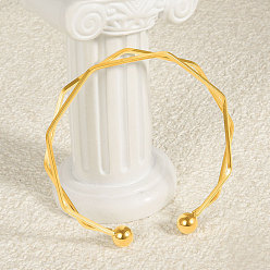 Настоящее золото 18K Стильные 304 из нержавеющей стали манжеты браслеты, браслеты с крутящим моментом для женщин, реальный 18 k позолоченный, внутренний диаметр: 2-5/8 дюйм (6.7 см)