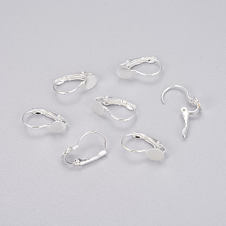 Silver Brass Leverback Earring Findings, Silver Color Plated, Size: about 11mm wide, 16mm long, tray: about 6mm in diameter