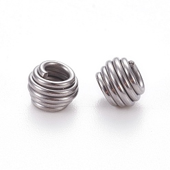 Stainless Steel Color 304 Stainless Steel Spring Beads, Rondelle, Stainless Steel Color, 7x5.5mm, Hole: 3.5mm
