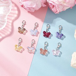 Платина Подвесные украшения в виде бабочки из прозрачного стекла, с цинковым сплавом застежками омаров коготь, платина, 26 мм