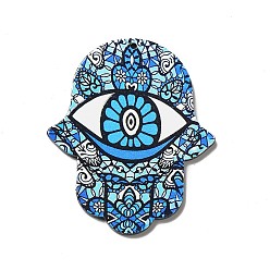 Evil Eye Непрозрачные акриловые подвески, хамса рука/рука мириам очарование, Сглаженный глаз, 52.5x43.5x2 мм, отверстие : 1.6 мм