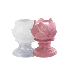 White DIY Lotus Candlesticks Silicone Molds, for Candle Making, White, 8.2x10.6cm