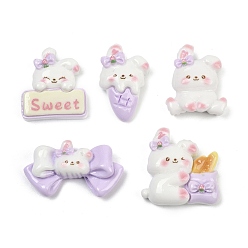 (52) Непрозрачная лаванда Кабошоны из смолы с кроликовой тематикой, разнообразные, разноцветные, 18~26x17.5~33.5x8.5~9.5 мм