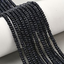 Синий Драгоценный Камень Синтетический синий авантюрин бисер нитей, рондель, 4.5x2.5 мм, отверстие : 0.8~1 мм, около 166 шт / нитка, 14.96 дюйм (38 см)