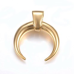 Золотой 304 подвески из нержавеющей стали, двойной рог / полумесяц, золотые, 36x32.5x10 мм, отверстие : 6x5 мм