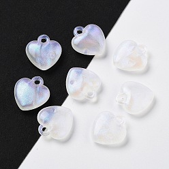 Weiß Opake Legierung Perlen, ab Farbe plattiert, Herz, weiß, 17x16x5.5 mm, Bohrung: 2 mm
