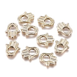 Light Gold Рамка из сплава без кадмия и никеля и без свинца, долговечный, Хамса рука / рука Мириам, золотой свет, 14x13x2 мм, отверстие : 1 мм, внутренний диаметр: 5.7x5.3 мм