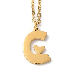 Letter C 304 подвесные из нержавеющей стали ожерелья, буквы, буква С, 15.75 дюйм (40 см), Кулон : 16.5x11x1.5 мм