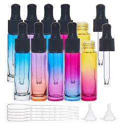 Mixed Color DIY Essential Oil Bottle Kits, with Two Tone Glass Dropper Bottles, Plastic Funnel Hopper & Dropper, Mixed Color, Bottles: 9.35cm, capacity: 10ml, 10pcs/box