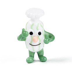Белый Декоративные элементы ручной работы из стекла в виде мультяшного шеф-повара., украшения для дома, белые, 35.5~41.5x25~29x17.5~20 мм