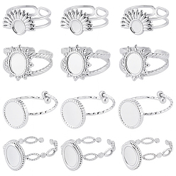 Нержавеющая Сталь Цвет 16шт. 4 стили 304 компоненты кольца для манжеты из нержавеющей стали OVSL, настройка кольца колодки, цвет нержавеющей стали, внутренний диаметр: 17~17.9 мм, 4 шт / стиль