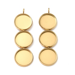 Золотой 304 Настройки кабошон из нержавеющей стали кулон, чашки безель с краями, золотые, 45x13.5x2 мм, отверстие : 2.3 мм, Размер лотка: 12 мм