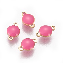 Ярко-Розовый Ионное покрытие (ip) 304 эмалированные соединители из нержавеющей стали, эмалированные блестки, плоско-круглые, золотые, ярко-розовый, 9.5x6x3.5 мм, отверстие : 1.2 мм
