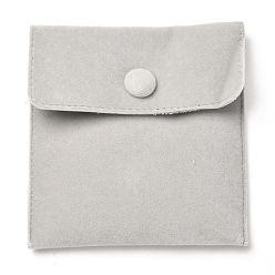 Gainsboro Square Velvet Jewelry Bags, with Snap Fastener, Gainsboro, 10x10x1cm