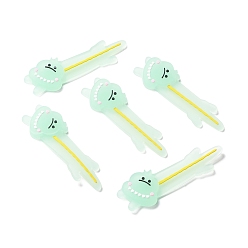 Pale Green Luminous PVC Cabochons, for Hair Accessories, Crocodile, Pale Green, 28x64x5mm