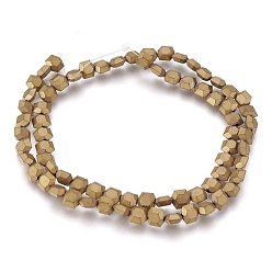 Copper Plated Electroplated Non-magnetic Synthetic Hematite Beads Strands, Frosted, Hexagon, Copper Plated, 6x6x3mm, Hole: 1mm, about 72pcs/strand, 15.94 inch(40.5cm)