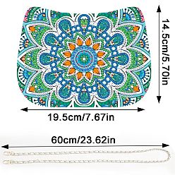 Türkis Mandala-Diamant-Malset zum Selbermachen, einschließlich Tasche aus Harz-Strasssteinen, Baumwolle, Kette, Diamant klebriger Stift, Tablettplatte und Leimton, Türkis, 19.5x14.5 cm