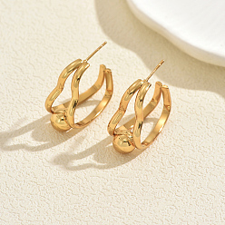 Золотой Сердце с круглыми серьгами-гвоздиками из нержавеющей стали, золотые, 24x12 мм