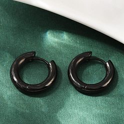 Черный 202 серьги-кольца для полировки из нержавеющей стали, 316 хирургический штифт из нержавеющей стали, ионное покрытие (ip), чёрные, 20x4 мм, штифты : 1 мм