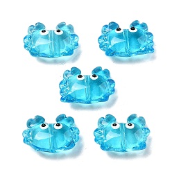 Темно-Голубой Прозрачные стеклянные эмалевые бусины, краб, глубокое синее небо, 15x21x8 мм, отверстие : 1.4 мм