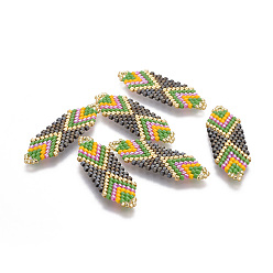 Разноцветный Японский бисер miyuki & toho ручной работы ссылки, Ткацкий станок, красочный, 35~36.5x12.5x2 мм, отверстие : 2x3 мм