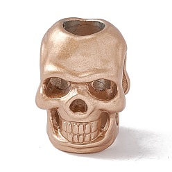Matte Gold Color Zinc Alloy Cord Ends, End Caps, for Clasp Making, Skull, Matte Gold Color, 18.5x14x14mm, Hole: 6.3mm and 9.5mm