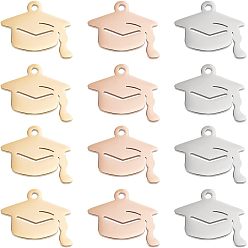 (52) Непрозрачная лаванда 12 шт. 3 цвета 304 подвески из нержавеющей стали, Выпускной колпачок, разноцветные, 16.5x21x1.5 мм, отверстие : 1.6 мм, 4 шт / цвет