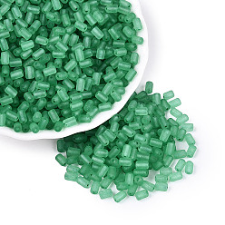 Vert Mer Moyen Perles de rocaille en verre transparent dépoli fgb, colonne, trou rond, teint et cœur, vert de mer moyen, 5~6.5x3~4mm, Trou: 0.7~0.9mm, environ 4500 pcs / livre