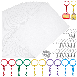 (52) Непрозрачная лаванда Наборы для изготовления ювелирных изделий своими руками, в том числе железные кольца для ключей, пластиковые термоусадочные листы, латунные крючки для сережек и 304 открытое соединительное кольцо из нержавеющей стали, разноцветные, 67 мм