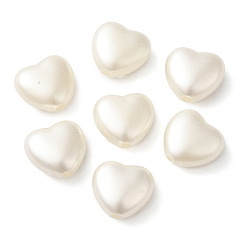 WhiteSmoke ABS Plastic Imitation Pearl Beads, Heart, WhiteSmoke, 10x11x5.5mm, Hole: 1.8mm