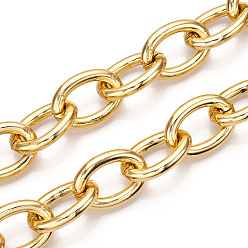Light Gold Алюминиевые кабельные сети, овальные звенья, несварные, золотой свет, 27.5x19.5x4.5 мм