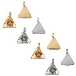 Golden & Stainless Steel Color 304 Stainless Steel Pendant Rhinestone Settings, For Pointed Back Rivoli Rhinestone, Triangle, Golden & Stainless Steel Color, Fit for 4mm Rhinestone, 10x8.5x2.5mm, Hole: 2mm, 40pcs/box